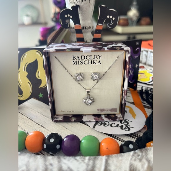 Badgley Mischka Platinum Plated Necklade and earring set - Picture 2 of 7